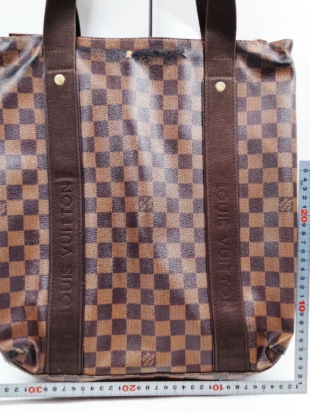 Louis Vuitton Brown Checkered Tote with Dark Brown Straps - Picture 2 of 9